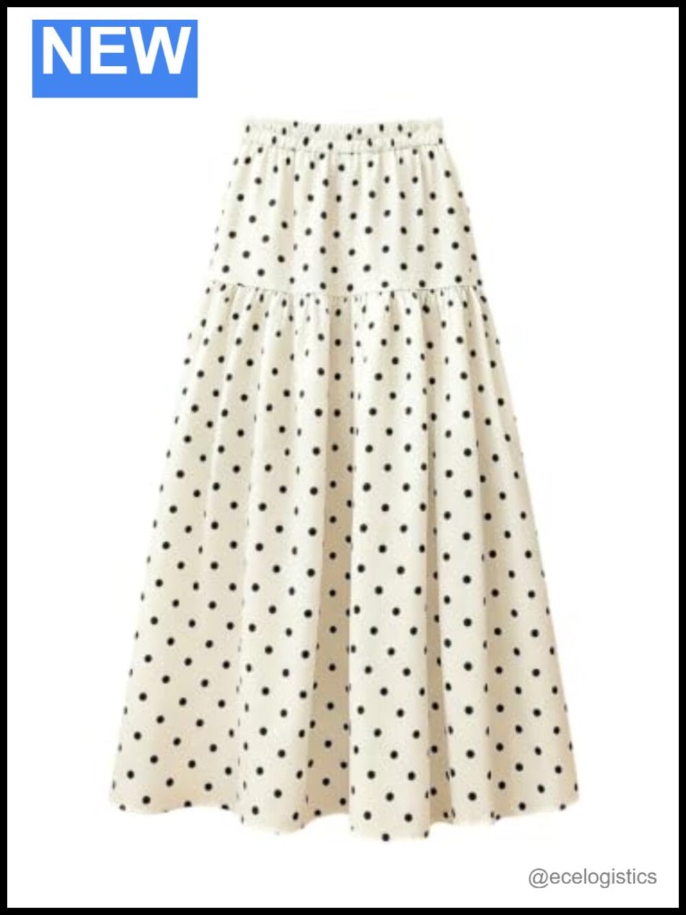 Polka Dots Maxi Skirt Elastic High Waisted A Line Flowy Long Skirt Elegant